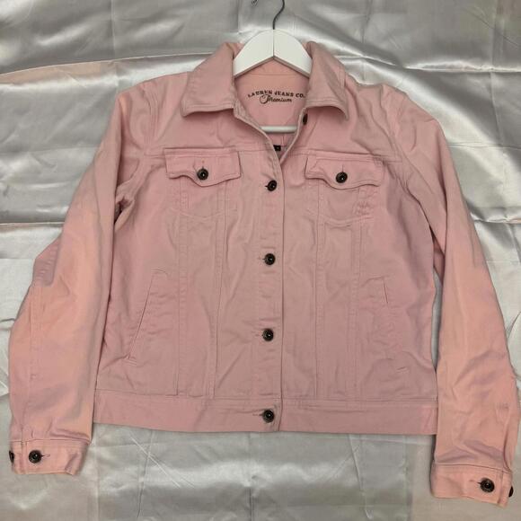 Ralph Lauren Lauren Jeans Co Pink Denim Jacket Womens Medium Classic - Picture 2 of 8